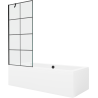 Mexen Cube wanna prostokątna 170 x 80 cm z obudową i parawanem 1-skrzydłowym 80 cm, czarny wzór - 550517080X9508007077
