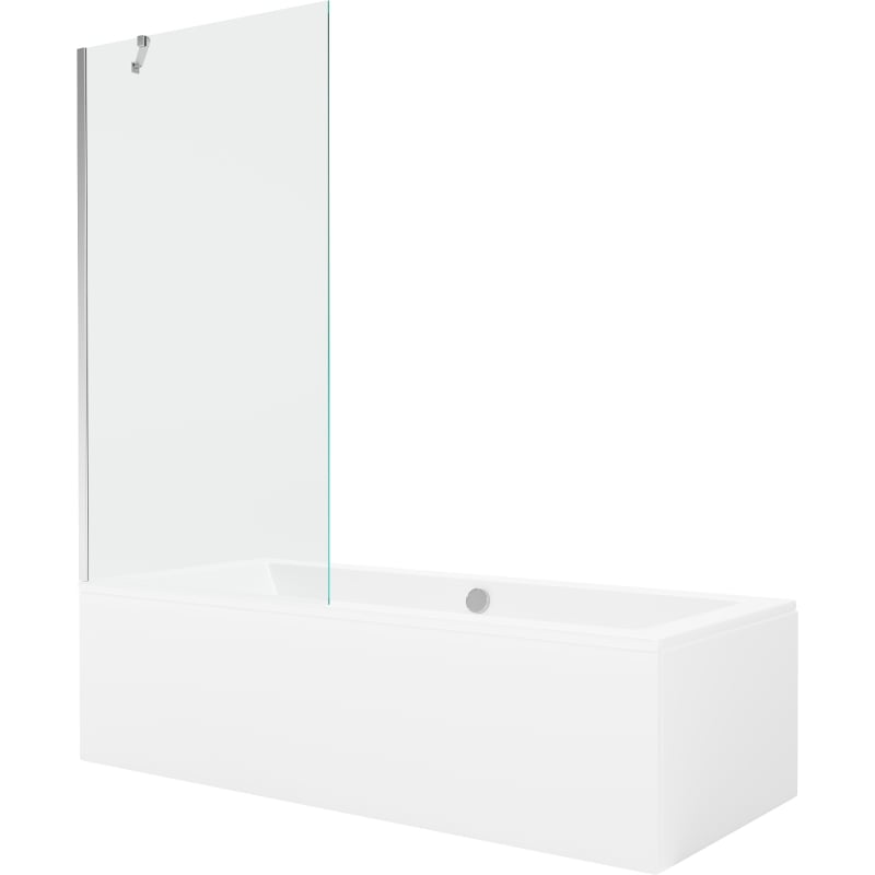 Mexen Cube pravokutna kada 170 x 80 cm s oblogom i jednoskrilnim paravanom 90 cm, prozirna, krom - 550517080X9509000001