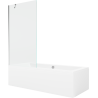 Mexen Cube wanna prostokątna 170 x 80 cm z obudową i parawanem 1-skrzydłowym 90 cm, transparent, chrom - 550517080X9509000001