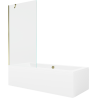 Mexen Cube bañera rectangular 170 x 80 cm con panel y mampara de 1 hoja 90 cm, transparente, dorado - 550517080X9509000050