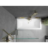 Mexen Cube bañera rectangular 170 x 80 cm con revestimiento y mampara de 1 hoja 90 cm, transparente, dorado
