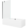 Mexen Cube wanna prostokątna 170 x 80 cm z obudową i parawanem 1-skrzydłowym 90 cm, transparent, czarny - 550517080X9509000070