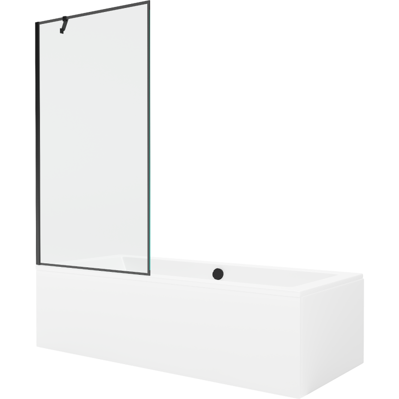 Mexen Cube baignoire rectangulaire 170 x 80 cm avec habillage et pare-douche à 1 battant 90 cm, motif noir - 550517080X95090070?