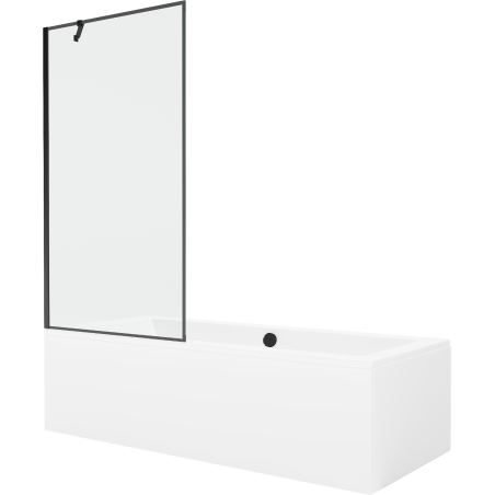 Mexen Cube baignoire rectangulaire 170 x 80 cm avec habillage et pare-douche à 1 battant 90 cm, motif noir - 550517080X95090070?