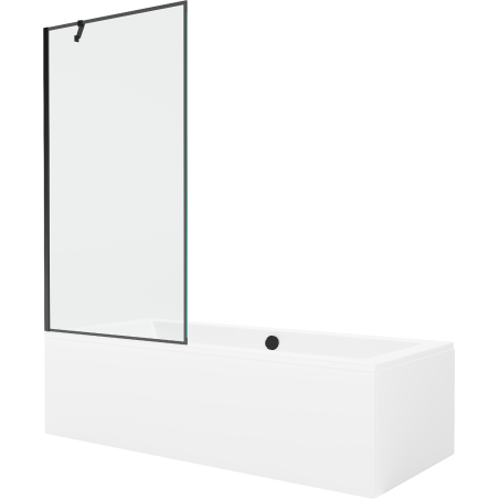 Mexen Cube rechteckige Badewanne 170 x 80 cm mit Verkleidung und 1-flügeliger Trennwand 90 cm, schwarzes Muster - 550517080X950?
