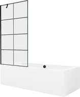 Mexen Cube pravokutna kada 170 x 80 cm s oblogom i paravanom s jednim krilom 90 cm, crni uzorak - 550517080X9509007077