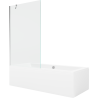 Mexen Cube bañera rectangular 170 x 80 cm con revestimiento y mampara de 1 hoja 100 cm, transparente, cromo