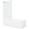 Mexen Cube wanna prostokątna 170 x 80 cm z obudową i parawanem 1-skrzydłowym 100 cm, transparent, chrom - 550517080X9510000001