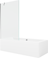Mexen Cube rechteckige Badewanne 170 x 80 cm mit Verkleidung und 1-flügeliger Trennwand 100 cm, transparent, Chrom - 550517080X?