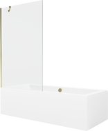 Mexen Cube rechthoekig bad 170 x 80 cm met ombouw en 1-delige scherm 100 cm, transparant, goud - 550517080X9510000050