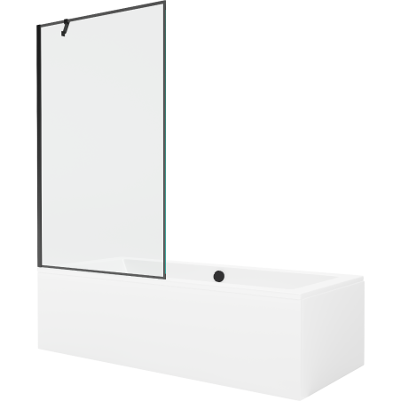Mexen Cube rechteckige Wanne 170 x 80 cm mit Verkleidung und 1-flügeliger Abtrennung 100 cm, schwarzes Muster - 550517080X95100?