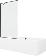 Mexen Cube pravokutna kada 170 x 80 cm s oblogom i jednim paravanom od 100 cm, crni uzorak - 550517080X9510007070