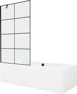Mexen Cube ristkülikukujuline vann 170 x 80 cm esipaneeli ja 1-lehega vaheseinaga 100 cm, must muster - 550517080X9510007077