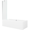Mexen Cube wanna prostokątna 180 x 80 cm z obudową i parawanem 1-skrzydłowym 50 cm, transparent, chrom - 550518080X9505000001