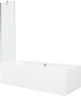 Mexen Cube rechteckige Badewanne 180 x 80 cm mit Verkleidung und 1-flügeliger Duschwand 50 cm, transparent, chrom - 550518080X9?
