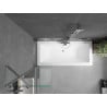 Mexen Cube bañera rectangular de 180 x 80 cm con panel y mampara de 1 hoja 50 cm, transparente, cromo - 550518080X9505000001