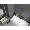 Mexen Cube rechteckige Badewanne 180 x 80 cm mit Verkleidung und 1-flügeliger Abtrennung 50 cm, transparent, gold - 550518080X9?