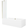 Mexen Cube rechthoekig bad 180 x 80 cm met ombouw en 1-delige paravent 50 cm, transparant, goud - 550518080X9505000050