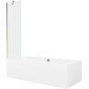 Mexen Cube wanna prostokątna 180 x 80 cm z obudową i parawanem 1-skrzydłowym 50 cm, transparent, złoty - 550518080X9505000050