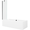 Mexen Cube rechthoekig bad 180 x 80 cm met ombouw en 1-delige paravent 50 cm, transparant, zwart - 550518080X9505000070