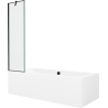 Mexen Cube wanna prostokątna 180 x 80 cm z obudową i parawanem 1-skrzydłowym 50 cm, czarny wzór - 550518080X9505007070