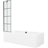 Mexen Cube rechteckige Badewanne 180 x 80 cm mit Verkleidung und einflügeliger Falttür 50 cm, schwarzes Muster - 550518080X9505?