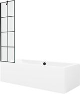 Mexen Cube pravokutna kada 180 x 80 cm s oblogom i jednokrilnim paravanom 50 cm, crni uzorak - 550518080X9505007077