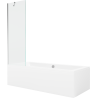 Mexen Cube rechthoekig bad 180 x 80 cm met ombouw en 1-delige douchewand 60 cm, transparant, chroom - 550518080X9506000001