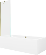 Mexen Cube rechthoekig bad 180 x 80 cm met ombouw en 1-delige paravent 60 cm, transparant, goud - 550518080X9506000050