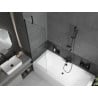 Mexen Cube vasca rettangolare 180 x 80 cm con rivestimento e pannello para-schizzi a 1 anta 60 cm, trasparente, nero