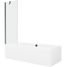 Mexen Cube vasca rettangolare 180 x 80 cm con pannello e paravento a 1 anta 60 cm, trasparente, nero - 550518080X9506000070