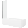 Mexen Cube wanna prostokątna 180 x 80 cm z obudową i parawanem 1-skrzydłowym 60 cm, transparent, czarny - 550518080X9506000070