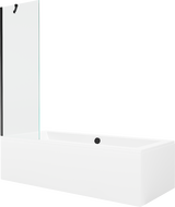 Mexen Cube ristkülikukujuline vann 180 x 80 cm koos korpuse ja 1-lehega vaheseinaga, 60 cm, läbipaistev, must