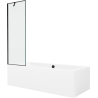 Mexen Cube rechteckige Badewanne 180 x 80 cm mit Verkleidung und 1-flügeliger Duschabtrennung 60 cm, schwarzes Muster - 5505180?