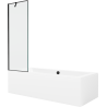 Mexen Cube rechthoekig bad 180 x 80 cm met ombouw en 1-vleugelig scherm 60 cm, zwart patroon - 550518080X9506007070
