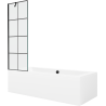 Mexen Cube rechthoekig bad 180 x 80 cm met ombouw en 1-vleugelig scherm 60 cm, zwart patroon - 550518080X9506007077