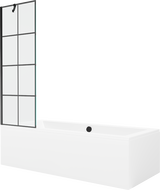 Mexen Cube rektangulärt badkar 180 x 80 cm med hölje och 1-flygel paravan 60 cm, svart mönster - 550518080X9506007077
