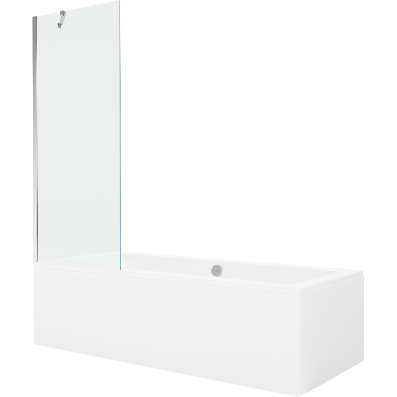 Mexen Cube taisnstūrveida vanna 180 x 80 cm ar apvalku un 1-spārnu paneli 70 cm, caurspīdīgs, hroms - 550518080X9507000001