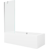 Mexen Cube rechthoekig bad 180 x 80 cm met ombouw en 1-delige scherm 70 cm, transparant, chroom - 550518080X9507000001