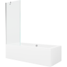 Mexen Cube wanna prostokątna 180 x 80 cm z obudową i parawanem 1-skrzydłowym 70 cm, transparent, chrom - 550518080X9507000001