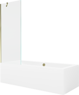 Mexen Cube bañera rectangular 180 x 80 cm con revestimiento y mampara de 1 hoja de 70 cm, transparente, dorado