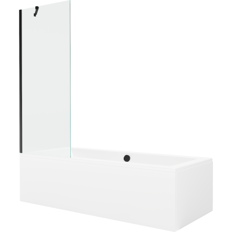Mexen Cube baignoire rectangulaire 180 x 80 cm avec habillage et paravent à 1 vantail 70 cm, transparent, noir - 550518080X9507?