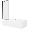 Mexen Cube Rechteckige Badewanne 180 x 80 cm mit Verkleidung und 1-flügeliger Trennwand 70 cm, schwarzes Muster