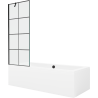 Mexen Cube wanna prostokątna 180 x 80 cm z obudową i parawanem 1-skrzydłowym 70 cm, czarny wzór - 550518080X9507007077