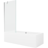 Mexen Cube rechthoekig bad 180 x 80 cm met omkasting en 1-vleugelig scherm 80 cm, transparant, chroom - 550518080X9508000001