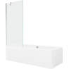 Mexen Cube wanna prostokątna 180 x 80 cm z obudową i parawanem 1-skrzydłowym 80 cm, transparent, chrom - 550518080X9508000001
