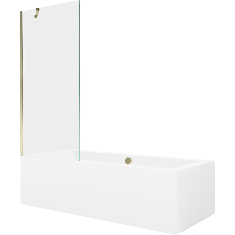 Mexen Cube taisnstūra vanna 180 x 80 cm ar pārsegu un vienvērtnes sienu 80 cm, caurspīdīga, zelta - 550518080X9508000050