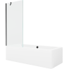 Mexen Cube wanna prostokątna 180 x 80 cm z obudową i parawanem 1-skrzydłowym 80 cm, transparent, czarny - 550518080X9508000070