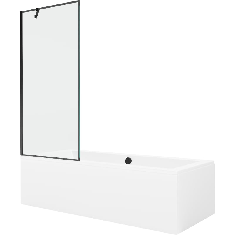 Mexen Cube taisnstūrveida vanna 180 x 80 cm ar apvalku un 1-durvju aizslietni 80 cm, melns raksts - 550518080X9508007070