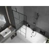 Mexen Cube rechteckige Wanne 180 x 80 cm mit Verkleidung und 1-flügeligem Paravent 80 cm, schwarzes Muster - 550518080X95080070?